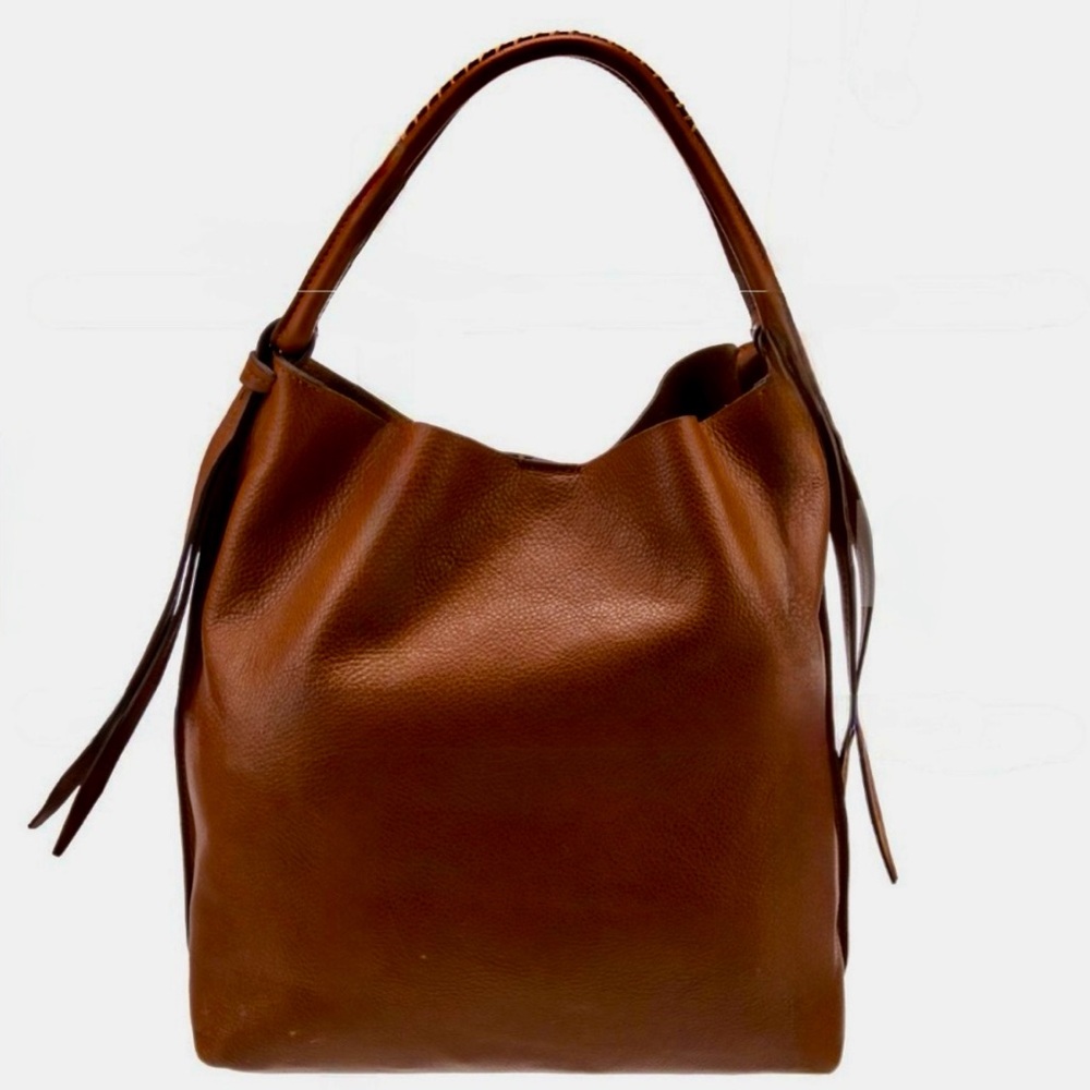 ANN MASHBURN Rich Brown Leather Hobo Handbag